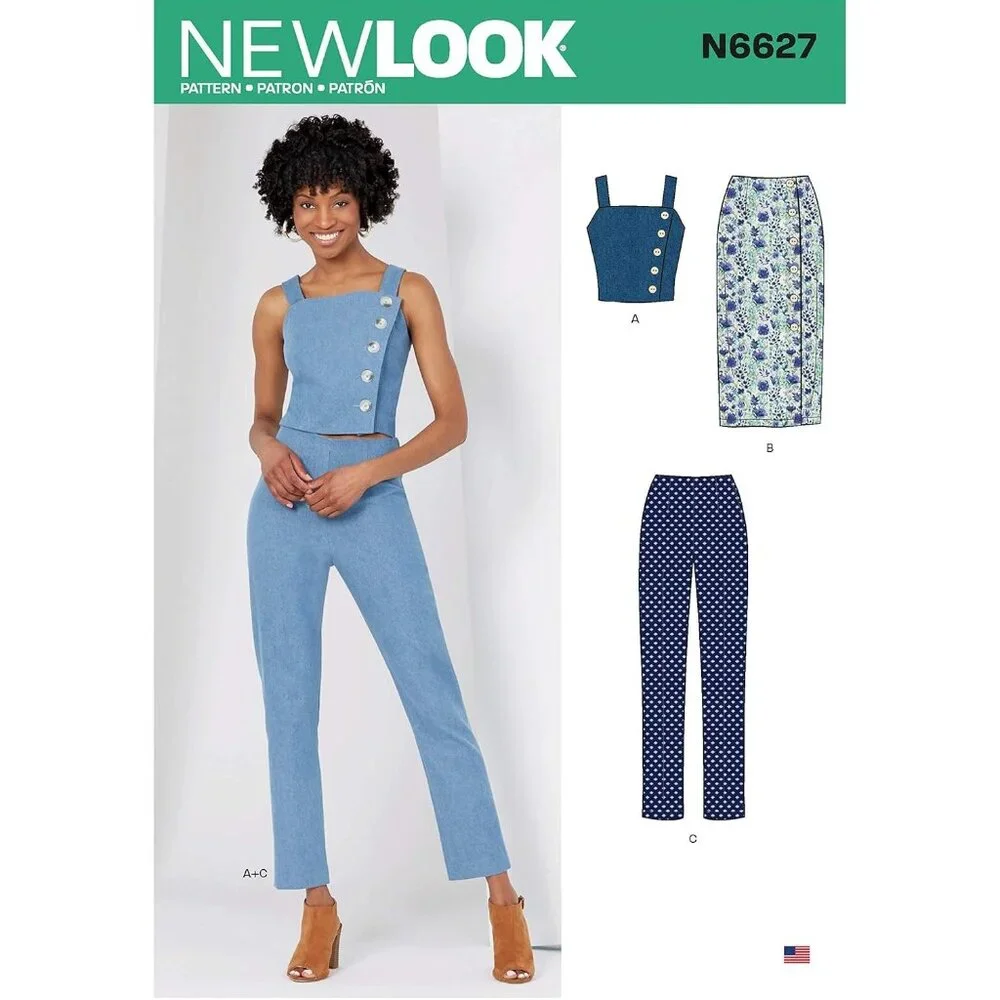 New Look Sewing Pattern N6627 Pants Top‎ Skirt Misses Size 8-20 Easy to Sew
